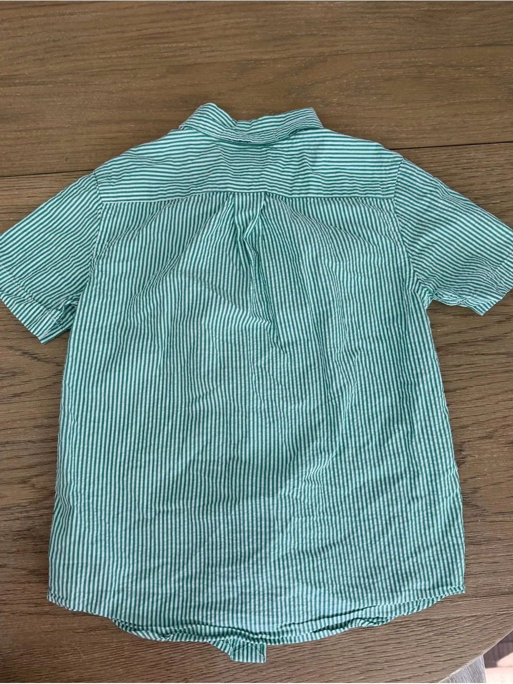 Ralph Lauren Turquoise and White Striped Short-Sleeve Button-Down Shirt